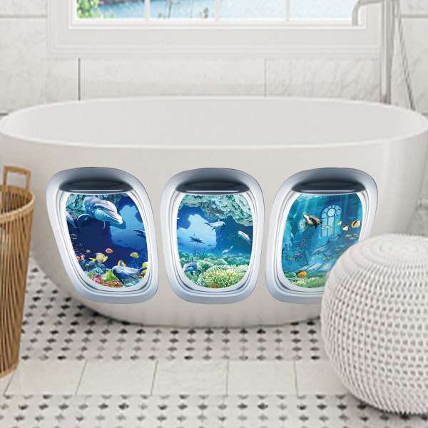 3 kpl 20x30cm, liukumattomat kylpytarrat 3D liukumattomat kylpytarrat valtameren kylpytarrat, lasten turvallisuuden vuoksi kylpyamme wc-tarrat Kylpyhuone