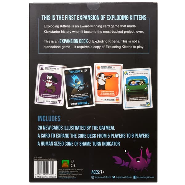[02]Exploding Kittens Expansion Pack fra Exploding Kittens - Kortspill for voksne, tenåringer og barn - Morsomme familiespill, engelsk versjon