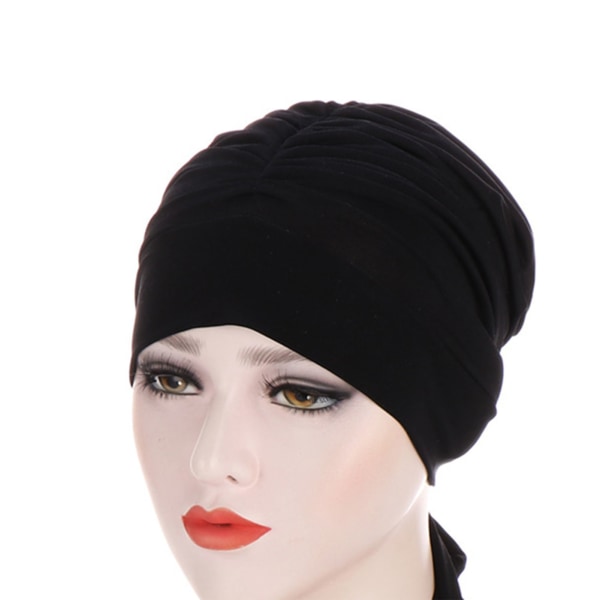 2st Pure Color Headscarf Kvinnor Mjuk Fashionabla Elegant Long Tail Bow Chemo Headwear för semesterfest
