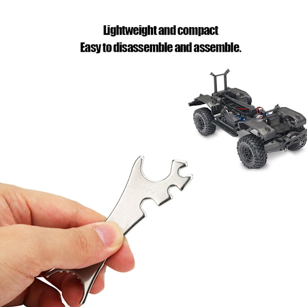Metall Multifunksjonsnøkkel Passer for TRAXXAS-REVO e S Summit 1/10 RC Bil Dempere Verktøy (Sølv)