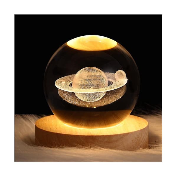 Crystal Ball Night Light with LED Base Table Lamp Illuminated Stars Galaxy USB Power Warm Night Light K