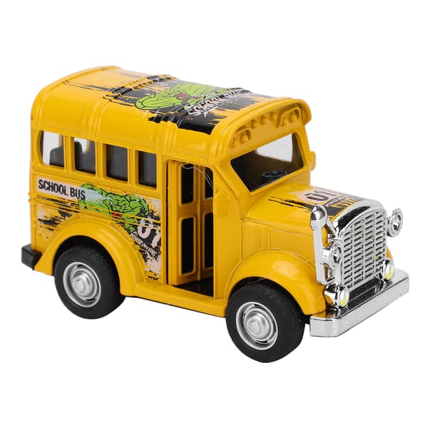 1 36 Mini Legering Skolebus Model Træk Tilbage Lyd Lys Batteri Køretøj Legetøj Børnegave Gul
