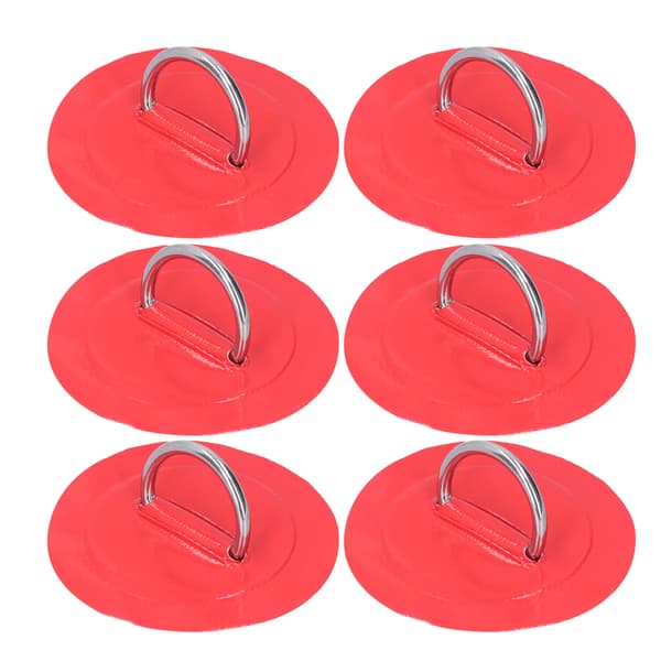 6 stk oppblåsbar båtkajakk D-ring Pad Patch Marine fast spenne med elastisk strikk (rød)