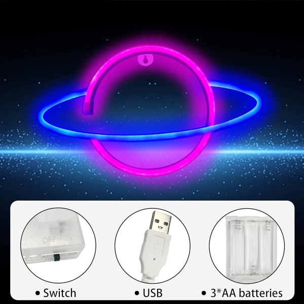 Planet Led Neon Lights Neonvalokyltti seinä- USB tai Battery P:lle