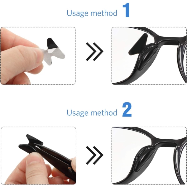 20 par 3,7 mm glasögon näskuddar Fjärilformad halkfri mjuk, självhäftande silikon näskuddar TR-90 glasögon näskuddar för glasögon (svart)