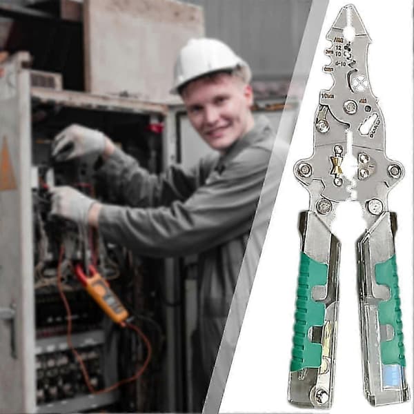 8-i-1 Sammenfoldelig Kabelstripper med Spændingstester, Multifunktionelt Elektrikertangværktøj til Hjemmereparation Pointed