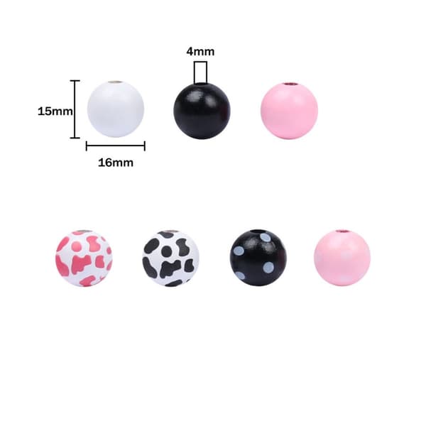 【bt02】80pcs Cow Pattern Silicone Beads, Round