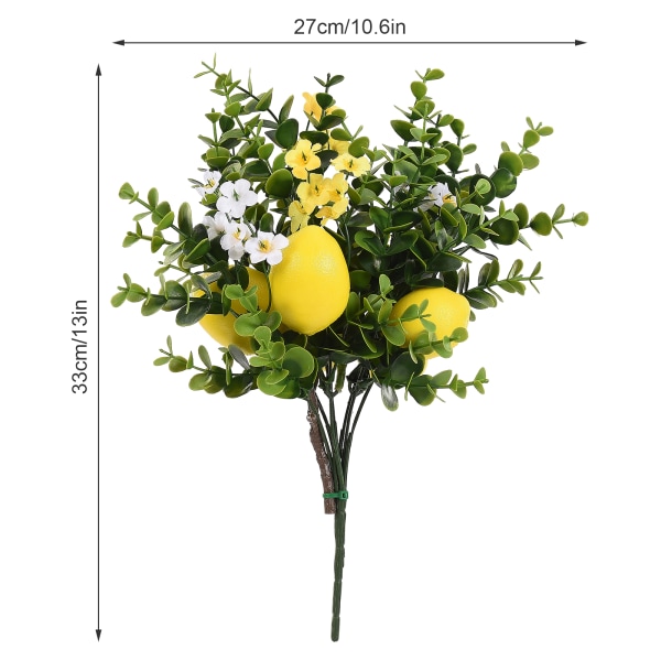 (5 citroner) Forårs- og sommerdekoration eukalyptus citron to-farvede blomster (buket)