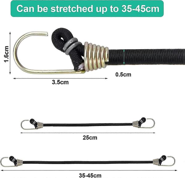 10-pack elastiska remmar, bagageremmar med krokar, korta elastiska remmar