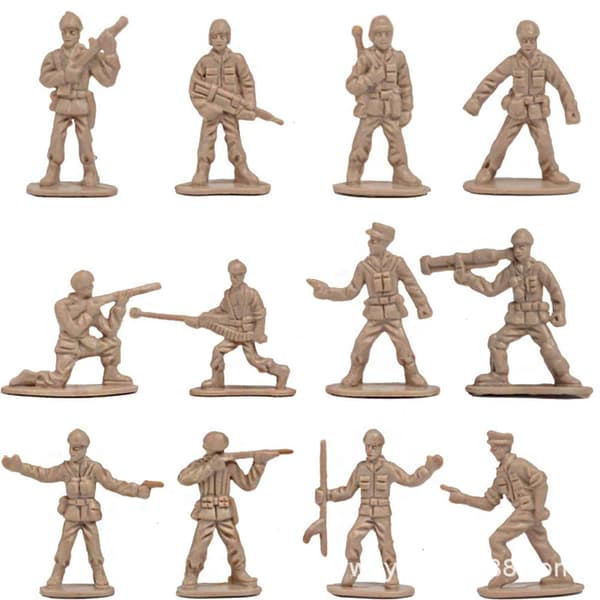Actionfigurset med armésoldater, mini-leksak i plast för barn