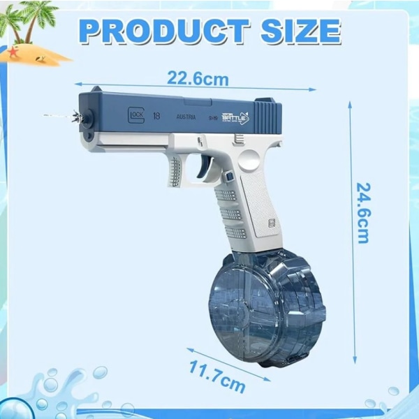 Blå elektrisk vandpistol til børn og voksne - Vandpistol - Vandpistollegetøj i plastik - Rækkevidde op til 32 fod - Super One Touch Auto Vandpistol 434CC str.