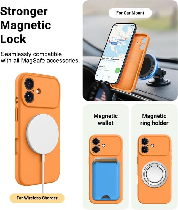 【bt02】Magnetisk silikondeksel til iPhone 17 Pro Max | MagSafe-kompatibel | Oransje iPhone 17 Pro Max iPhone 17 Pro Max Orange