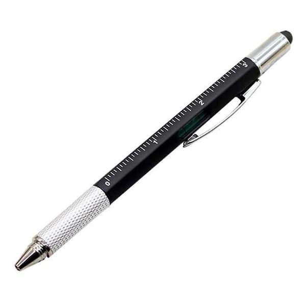 6 i 1 Multifunktionel Stylus Pen med Sort/Blå Refill Værktøj Tech Kuglepen med Klips Glat Red Black Refill