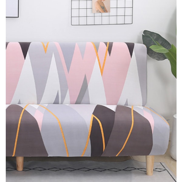 Joustava käsivarreton sohvan cover, universal käsivarreton sohvan cover koko kansi taitettava sohvasuoja, helppo asentaa ja puhdistaa, 3-paikkainen Clic Clac -suoja, vaaleanpunainen