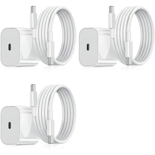 【bt02】4-pakning iPhone-lader - Hurtiglader - Adapter + 2m datakabel 20W Lightning Hvit iPhone 4-pakning 4-Pack Lightning