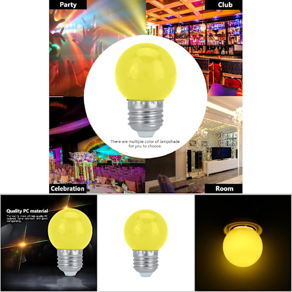3W E27 Rund LED-lampa för hem, bar och festdekoration - Gult ljus för festlig atmosfär