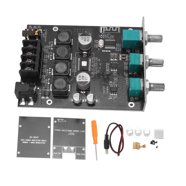 Bluetooth 5.0 ljudförstärkarmodul Diskant Baskontroll Power AMP Board för passiv högtalare 50W+50W DC9‑24V