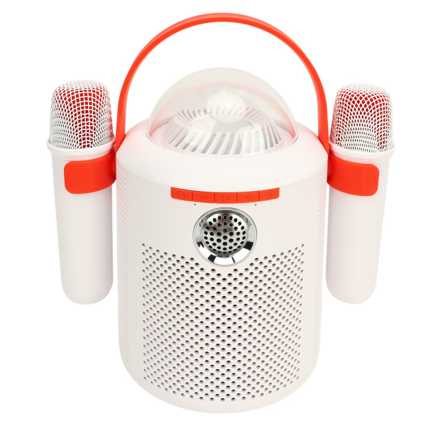 Karaokemaskin Hvit dobbel mikrofon 3D stereolyd Fargerik omgivelseslys Støyreduksjon Bærbar karaokehøyttaler til festgave