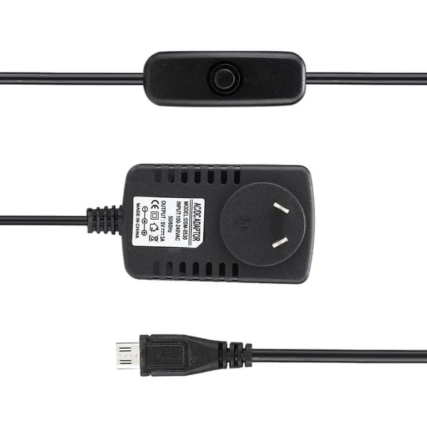 5V 3A Micro USB Strömadapter med Strömbrytare för Raspberry Pi 3B 3B+ 3A+ 100V 240V AC Ingång