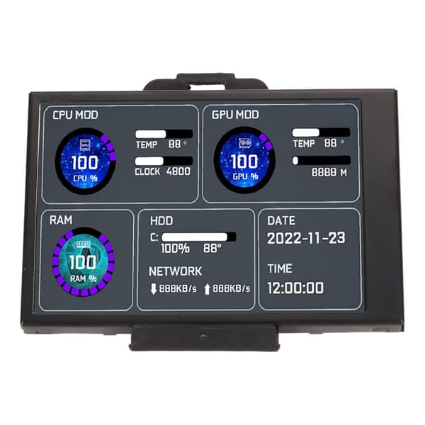 3,5 tums IPS-dator temperaturmonitor Dubbla USB C anpassningsbar layout PC CPU-datamonitor för stationära chassin