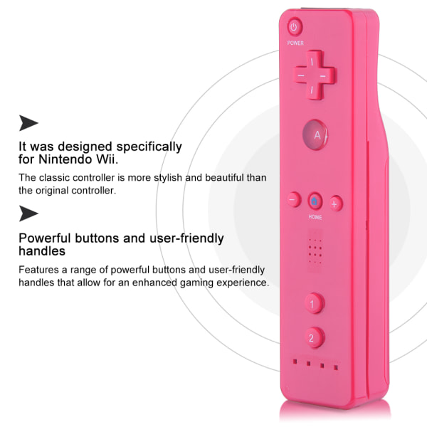 Pelikahvan ohjainpeliohjain analogisella joystickillä WiiU/Wii-konsoliin (vaaleanpunainen) - W