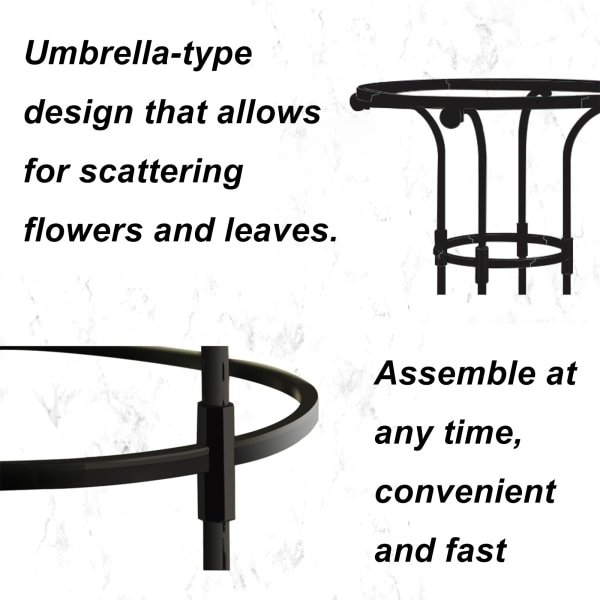 Enkelt cirkel paraply blomsterstativ - sort, højde 155CM, cirkeldiameter 25CM