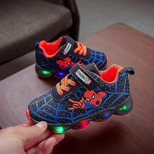 Barns andas Casual LED Spider-Man Luminous Shoes blue 26