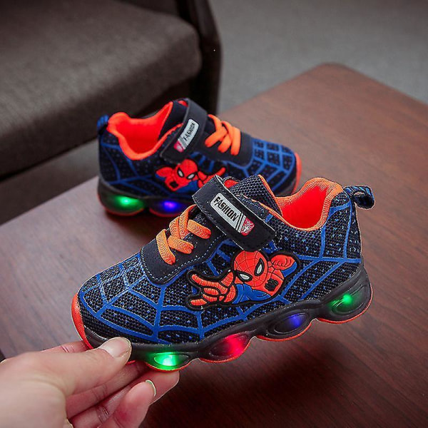 Barns andas Casual LED Spider-Man Luminous Shoes blue 27