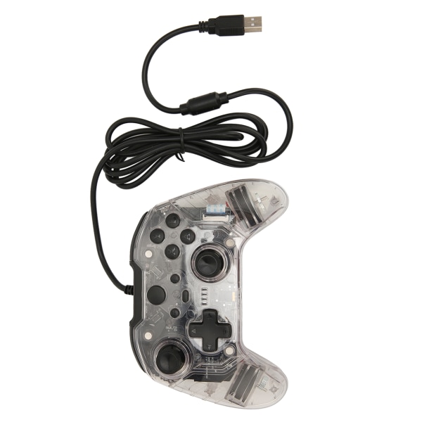 Langallinen peliohjain Dual Vibration RGB Transparent Shell Gamepad Joystick Xbox PC:lle valkoinen
