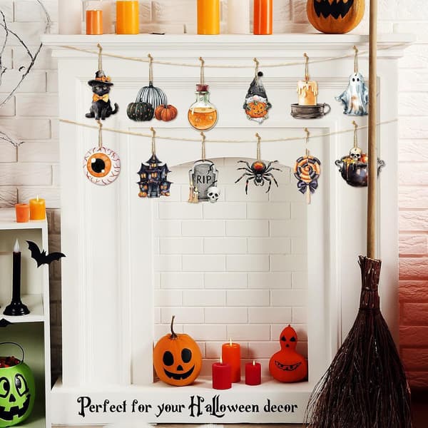 Ghost Pumpkin Skull Christmas Tree Decoration Hanging Sign Halloween 36 pcs