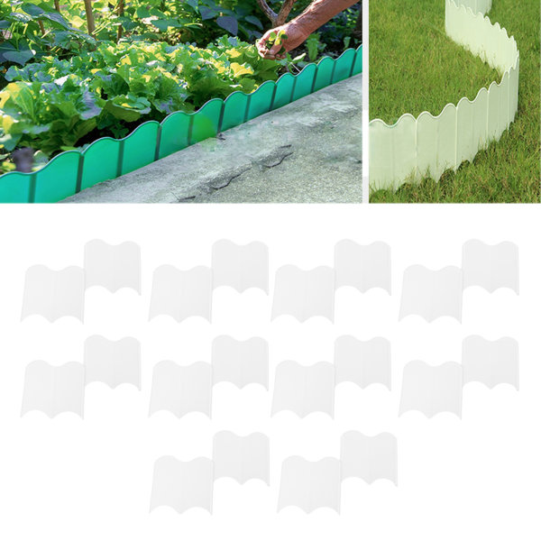20 kpl lukittava maisemointireunasarja Säänkestävä puutarhamaisemareunusvasara nurmikon reunan valkoinen