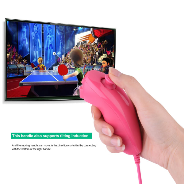 Kaareva pelikahvan ohjain Gamepad-kaukosäädin Nintendo Wiille (vaaleanpunainen)