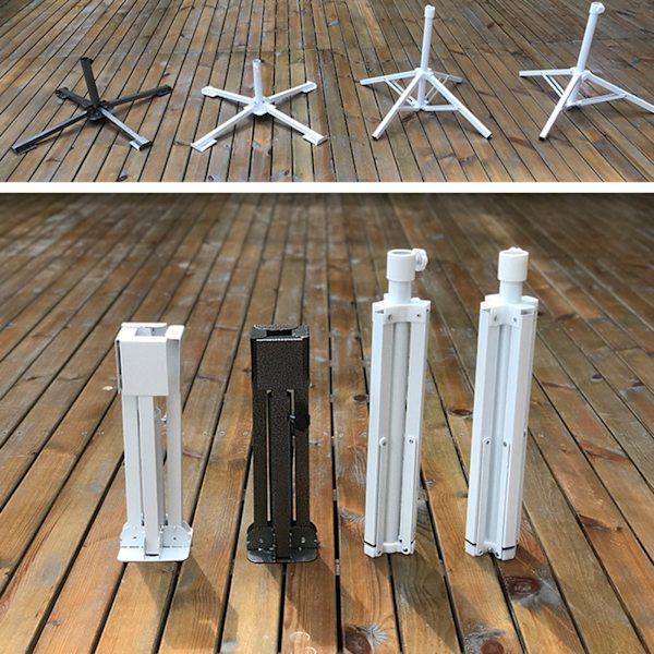 (Stor opgraderet fire-hjørnet base) Solparasoll firebenet base udendørs parasol foldbar trebenet stand strandparasol kryds metal parasol sæde