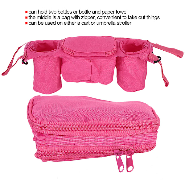 Pink Baby Stroller Organizer Taske til Bleer, Legetøj, Vævspapir og Flasker