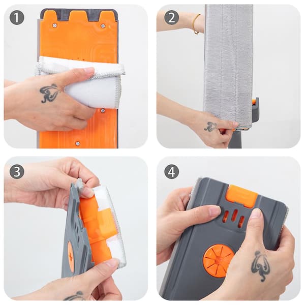 Universal flad gulvmoppe tør og våd mikrofibermoppe med selvudvrider til køkken Dark Grey 45cm