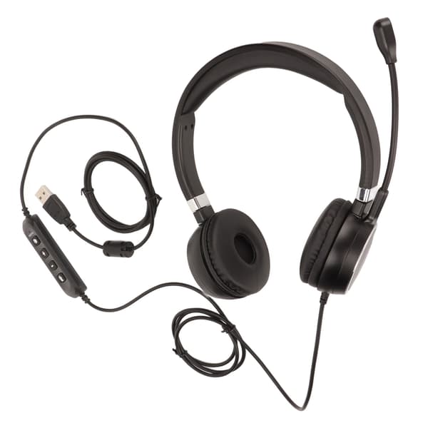 USB PC-headset för callcenter med mikrofonmute och volymjustering