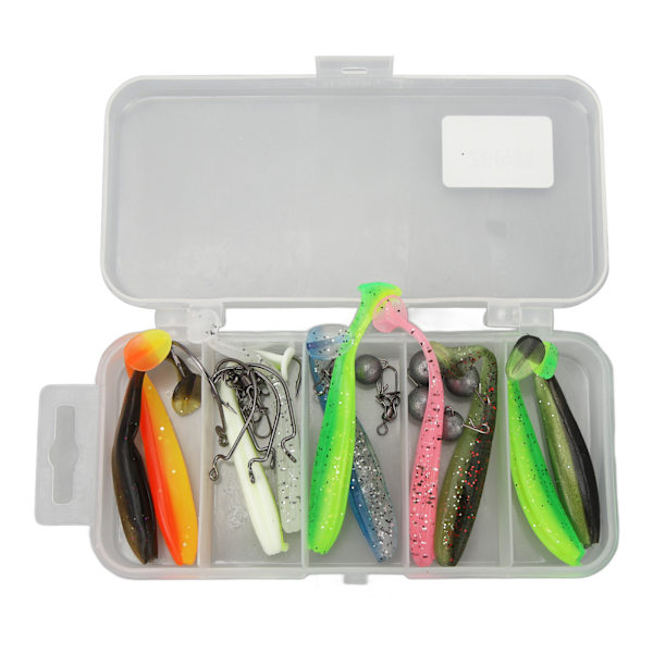 Fiskeset med tvåfärgad T-svansbete, snabbkoppling, blyvikt, vevkrok, swivel-stift, fisketillbehör, 7 cm