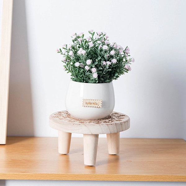 Liten blomställning blomhållare inomhus träblomställning hem hotell bordsskiva hylla blomhållare, diameter 25, höjd 12CM (material: trä)