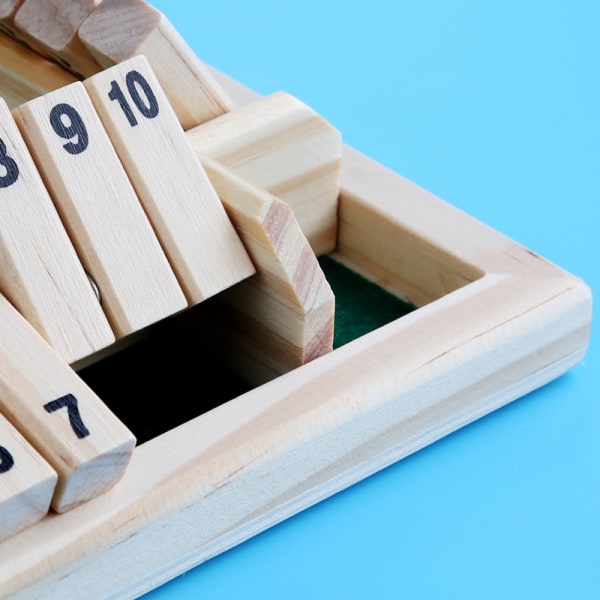 Shut the Box -noppapeli (2–4 pelaajaa) älykkäille lapsille ja aikuisille [4-puolinen suuri puinen lautapeli, noppa- ja sulje-laatikon säännöt] Älykäs oppimispeli