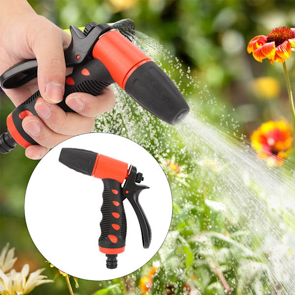 Håndholdt haveslange sprøjte med sprinklerhoved og slangetilslutning til effektiv vanding