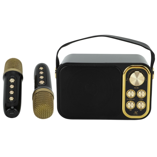 Karaokemaskin med 2 mikrofoner Allt-i-ett-maskin Bärbar Bluetooth Sångmaskin för Hemfest Svart