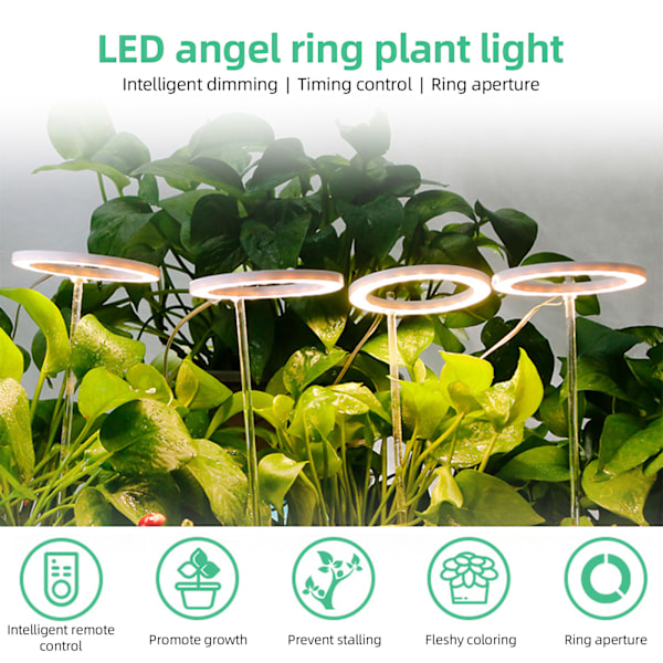 3-huvuds USB Växtlampa för Inomhusväxter - 4.8W, 30 LED, Timer & Dimbar Ljusstyrka för Suckulenter & Mini Bonsai