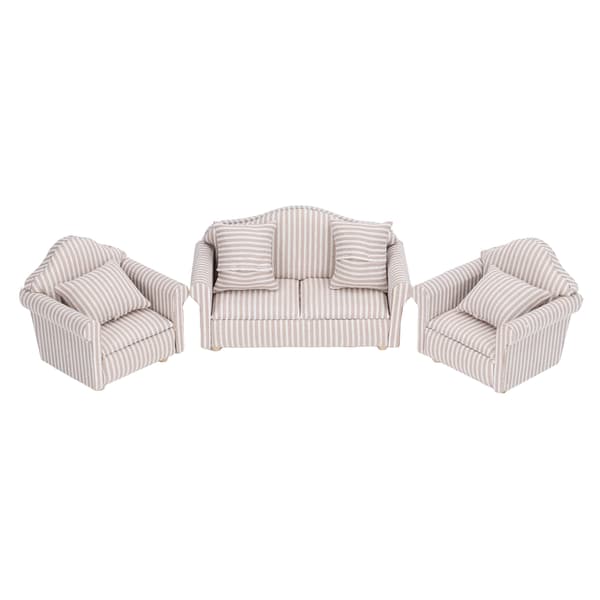 Miniatyr Sofagruppe Simuleringsdukkehus Sofa med Puter for Aldre 3 og Oppover