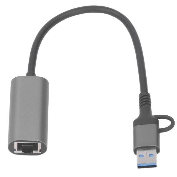 USB -Ethernet-sovitin Type C RJ45 1000Mbps alumiiniseos Plug and Play USB 3.0 -keskitin kannettavalle pöytätietokoneelle RJ45 1000Mbps