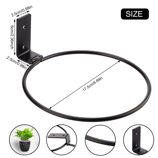 (1stk diameter 18cm) Sammenleggbar veggmontert blomsterpottestativring
