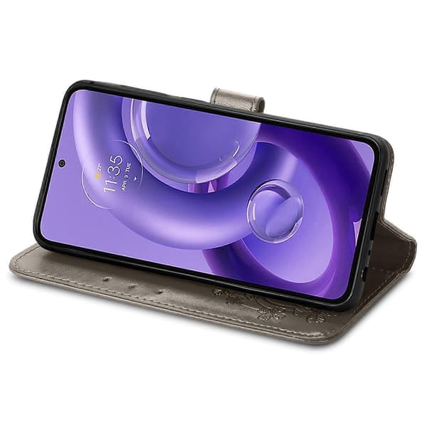 【bt02】Leather Case Compatible with Motorola Edge 30 Neo Gray