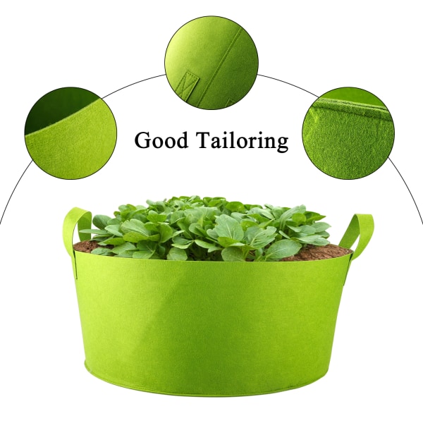 (60-liters storlek: 100 cm i diameter, 30 cm på höjden, grön) Planteringspåse med stor kapacitet: 300 g högkvalitativt non-woven-tyg