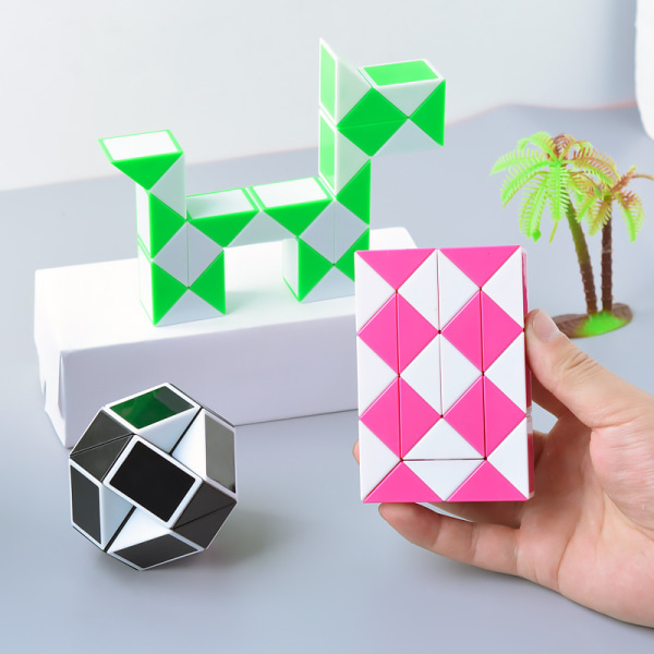 3-pakke med 24 Magic Snake Cube, Snake Speed Cube, plastikpuslespil