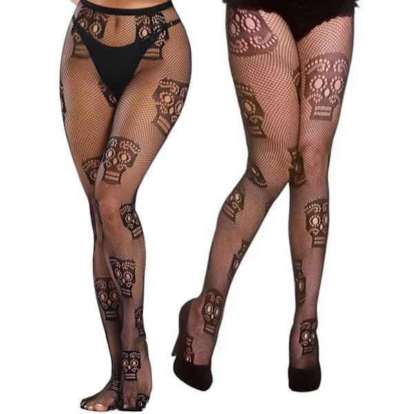 Naisten Ohut Slim Fit Muodikkaat Elegantit Kallokuvioiset Fishnet-Sukkahousut Mustat