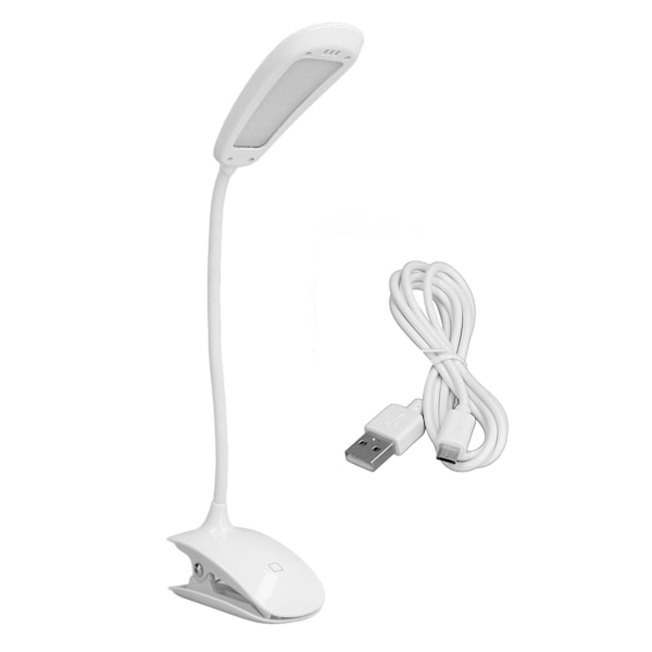 USB-laddningsbar LED-klämlampa med 3 ljusstyrkenivåer - Vikbar & flexibel svanhalsdesign för sovsalar och läsning